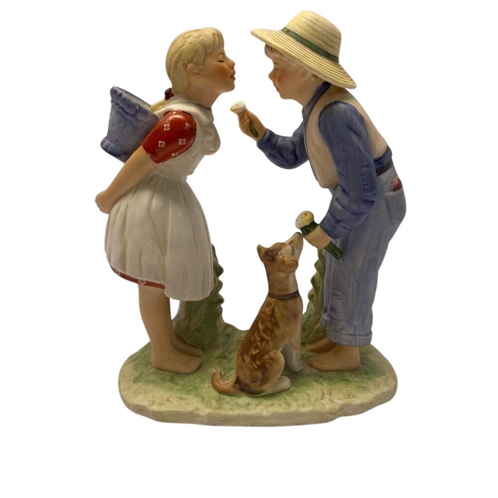 Gorham Norman Rockwell Beguiling Buttercup Figurine 1949 Four Seasons Kids Dog